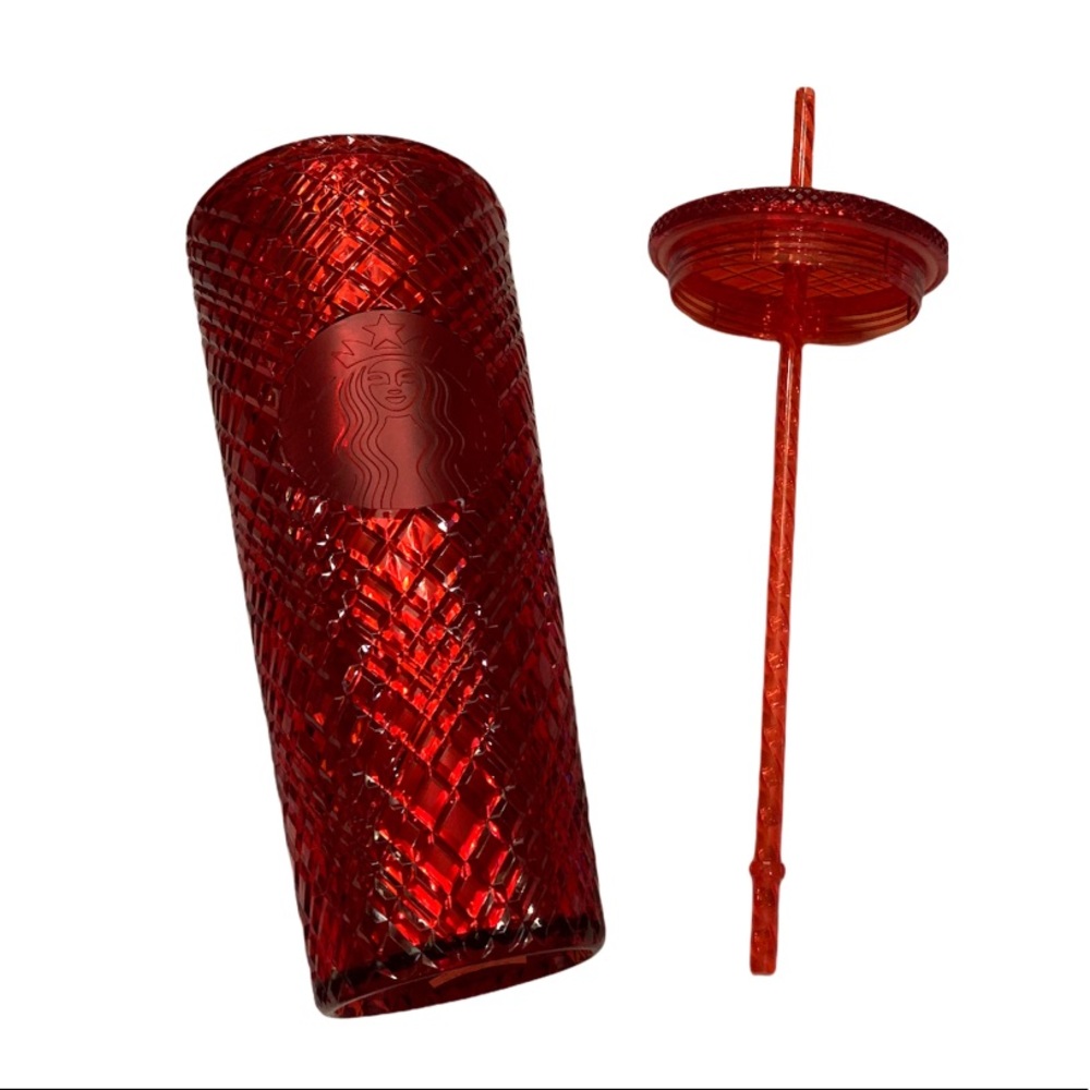 Starbucks Holiday 2021 Ruby Red Jeweled Tumbler Straw Lid Venti 24 oz